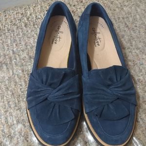 Navy Blue Suede Clark's Women's Loafers